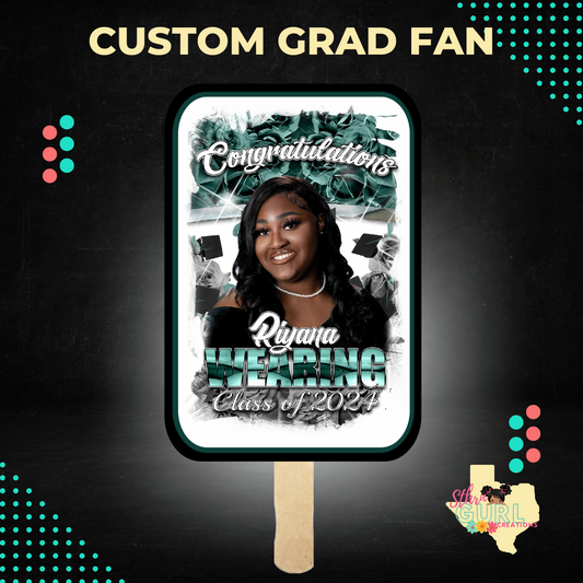 Custom Graduation Fans, Graduation Hand Fans, Class of 2024, College Grad, High School Grad, Kindergarten Grad, Printable