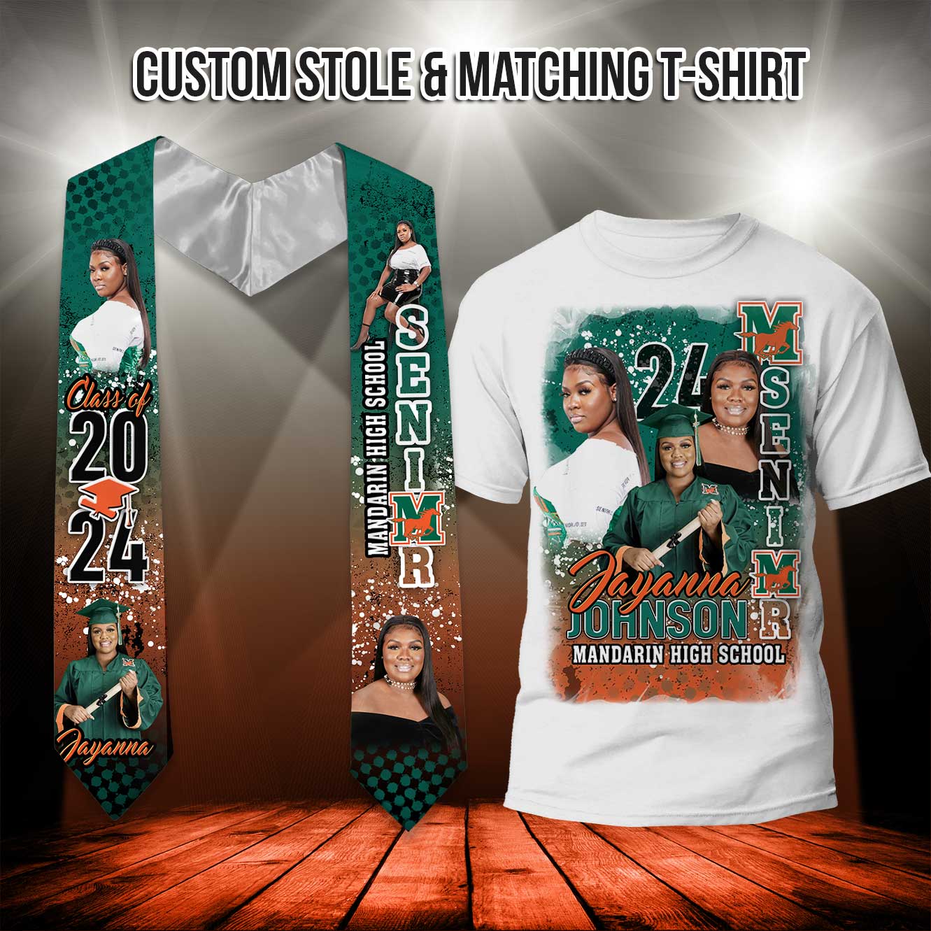 Custom Graduation Stole and Matching T-Shirt