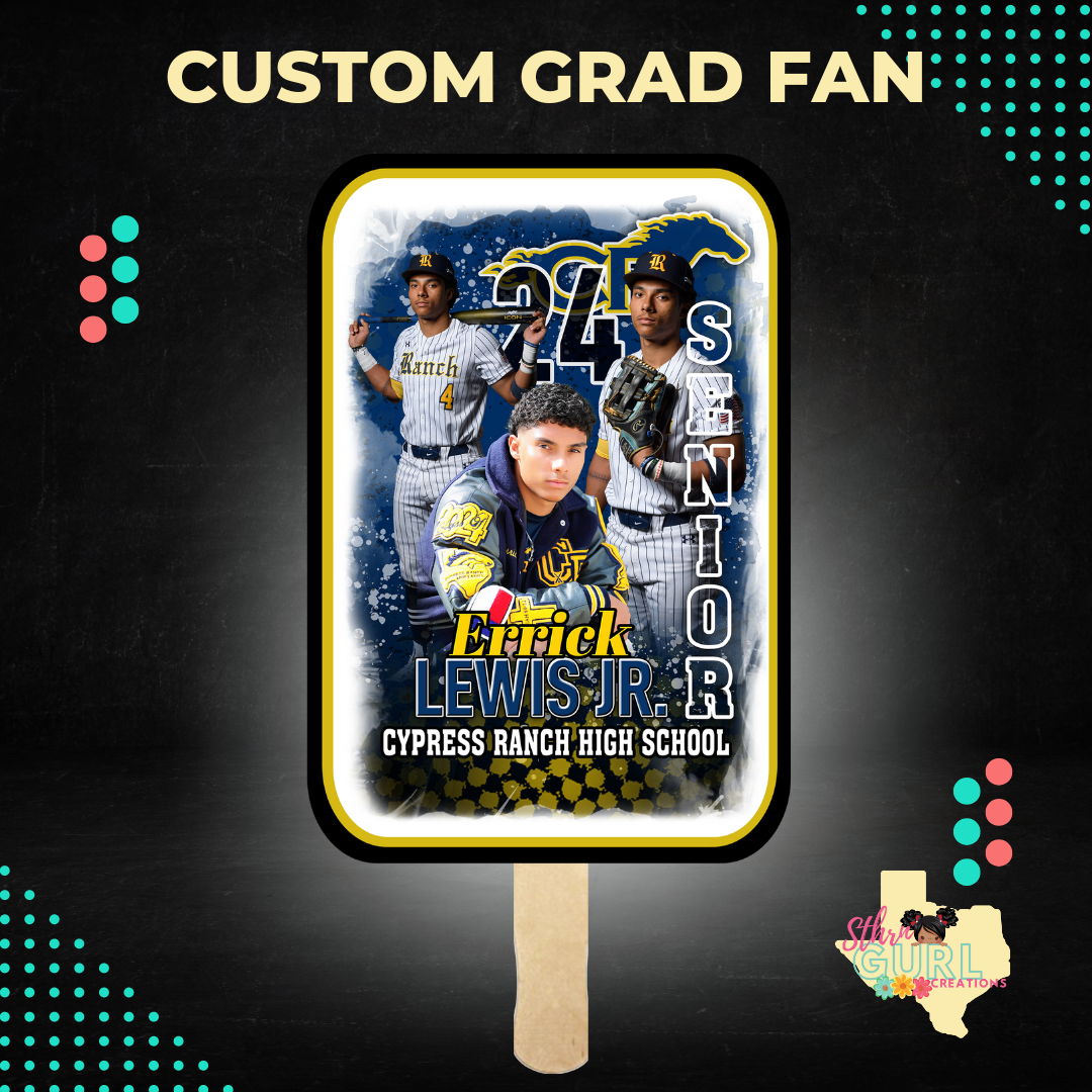 Custom Graduation Fans, Graduation Hand Fans, Class of 2024, College Grad, High School Grad, Kindergarten Grad, Printable