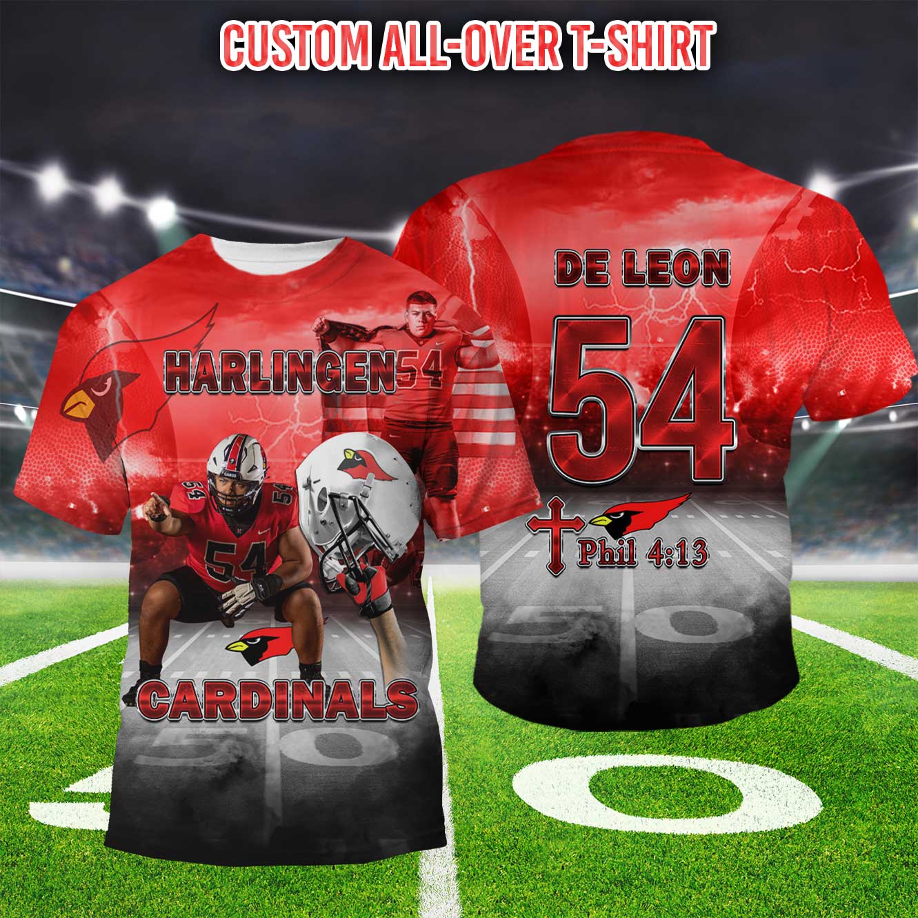 Custom 3D Football Shirt, All Over Shirt,Custom Football T-Shirt, All Over Foot