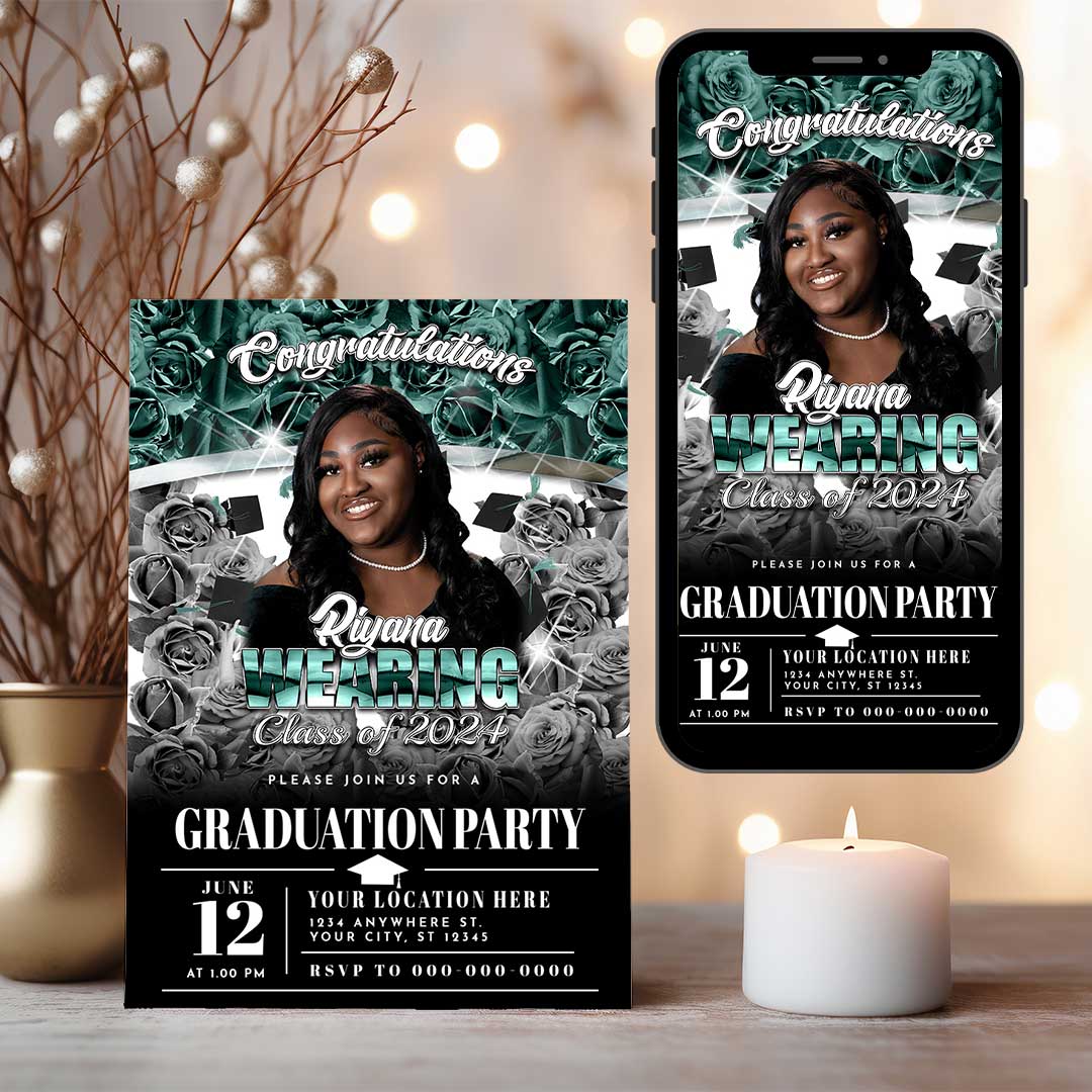 Graduation Party Invitation, Photo Graduation Announcement, Class of 2024, Printable Graduation Announcement (2 sided)