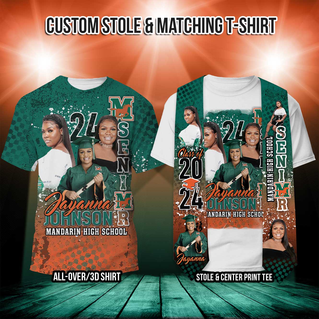 Custom Graduation Stole and Matching T-Shirt