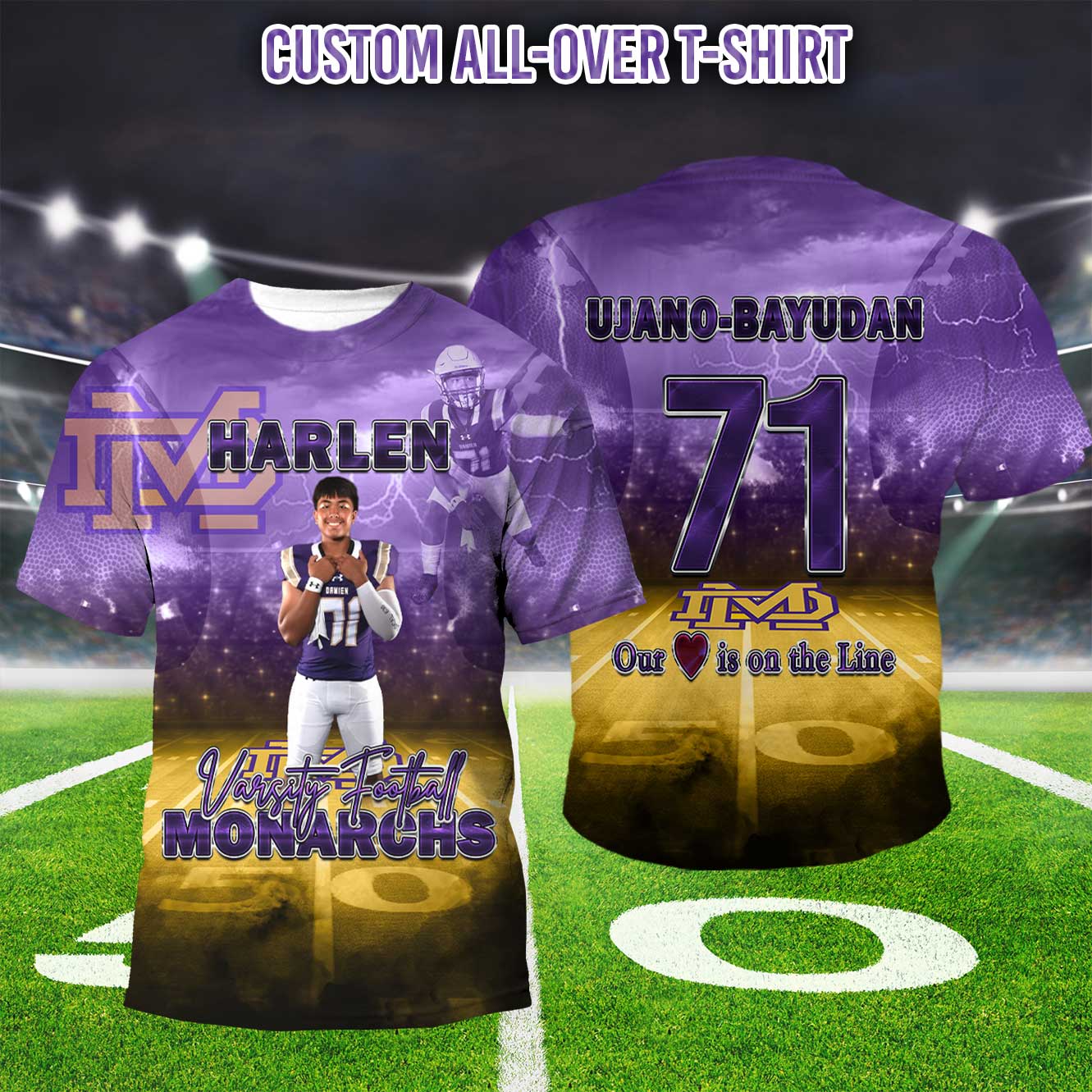Custom 3D Football Shirt, All Over Shirt,Custom Football T-Shirt, All Over Foot