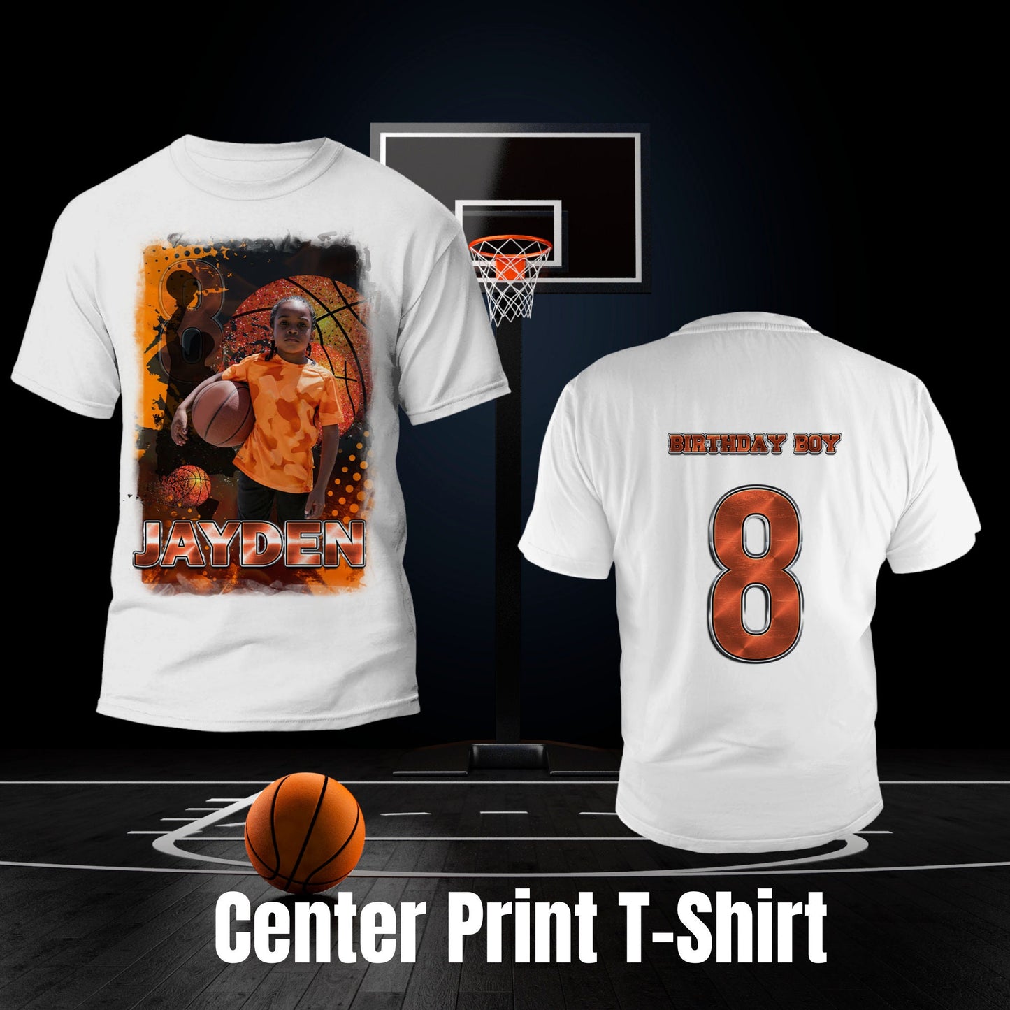 Custom Basketball Birthday T-Shirt, Basketball Party, 3D Basketball T-Shirt - SthrngurlCreations