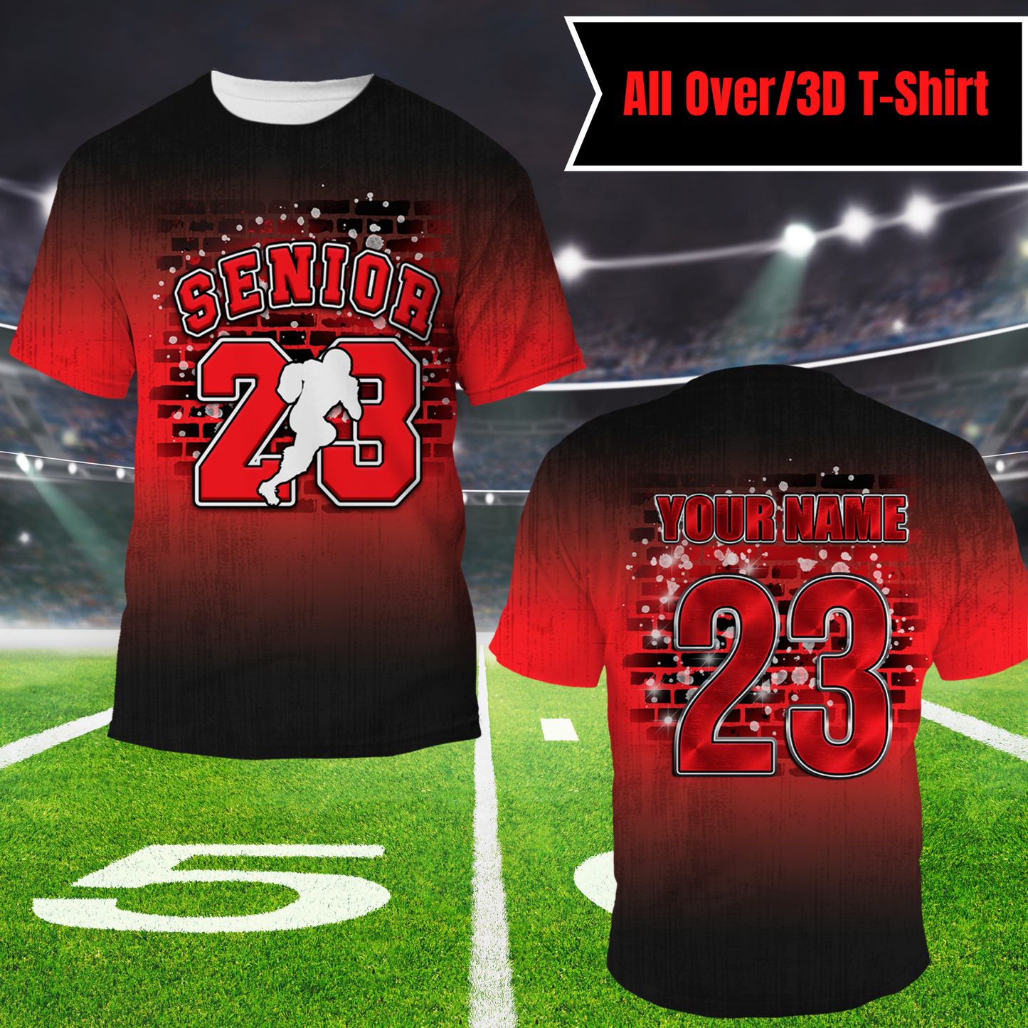 Air Senior 23 3D T-Shirt, Custom Jumpman T-Shirt, Air Senior Football Tee, Class of 2023 Football T-Shirt