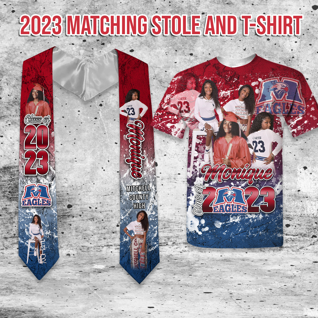 101-Standard Graduation Stole and Matching 3D T-Shirt