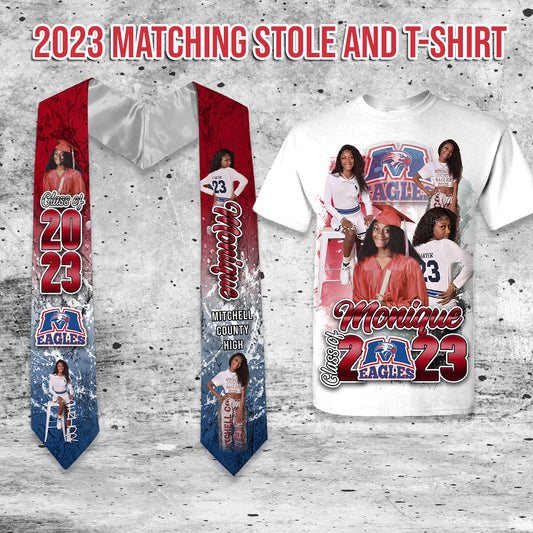 101-Standard Graduation Stole and Matching Center Print T-Shirt