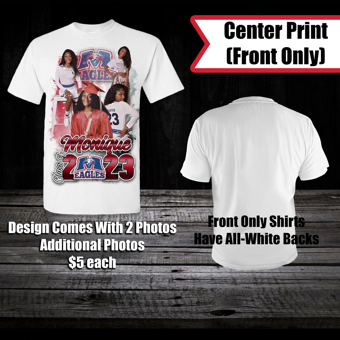 101-Standard Graduation Stole and Matching Center Print T-Shirt