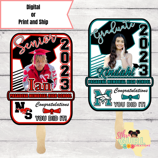 You Did It  Custom Graduation Hand Fans, Class of 2022, Congrats, College Grad, High School Grad, Kindergarten Grad, Printable