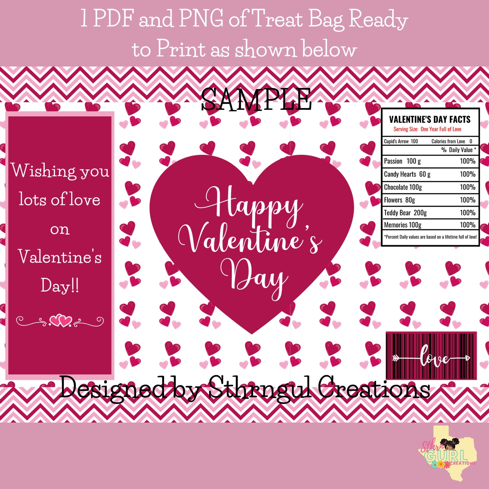 Valentine's Day Chip Bag, Customizable Chip Bag, Valentine's Gift, Valentine's Treat Bag - SthrngurlCreations