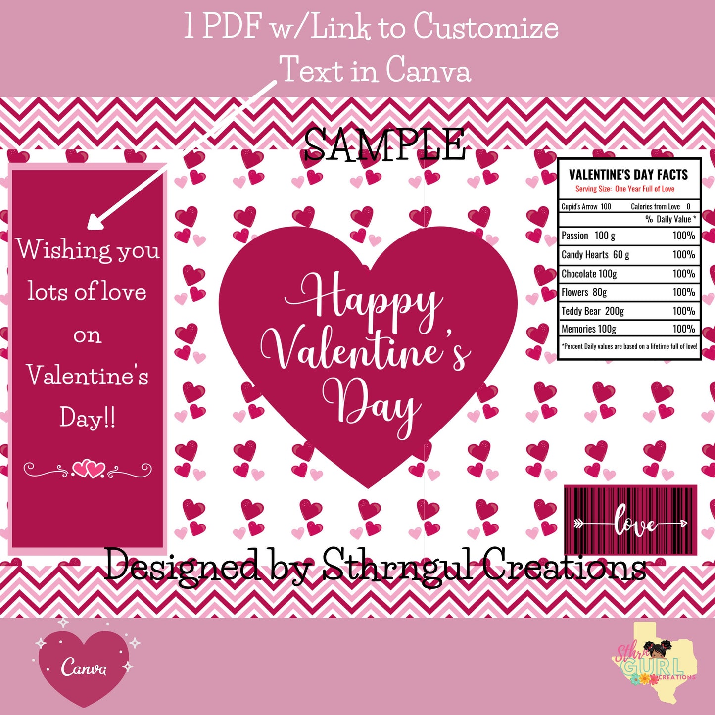 Valentine's Day Chip Bag, Customizable Chip Bag, Valentine's Gift, Valentine's Treat Bag - SthrngurlCreations