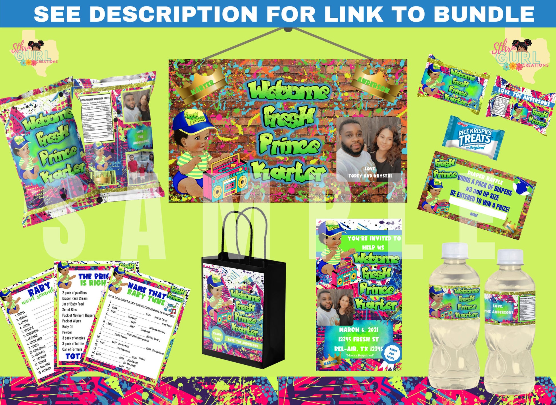 Fresh Prince Baby Shower Games, 90s Theme Baby Shower Games, Instant Download, Baby Shower Printable - SthrngurlCreations