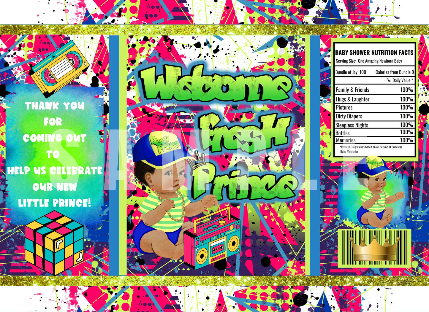 Fresh Prince Baby Shower Treat Bag, Fresh Prince Chip Bag, Fresh Prince Baby Shower Chip Bag, 90s Theme Baby Shower, 90s Theme Chip Bag - SthrngurlCreations