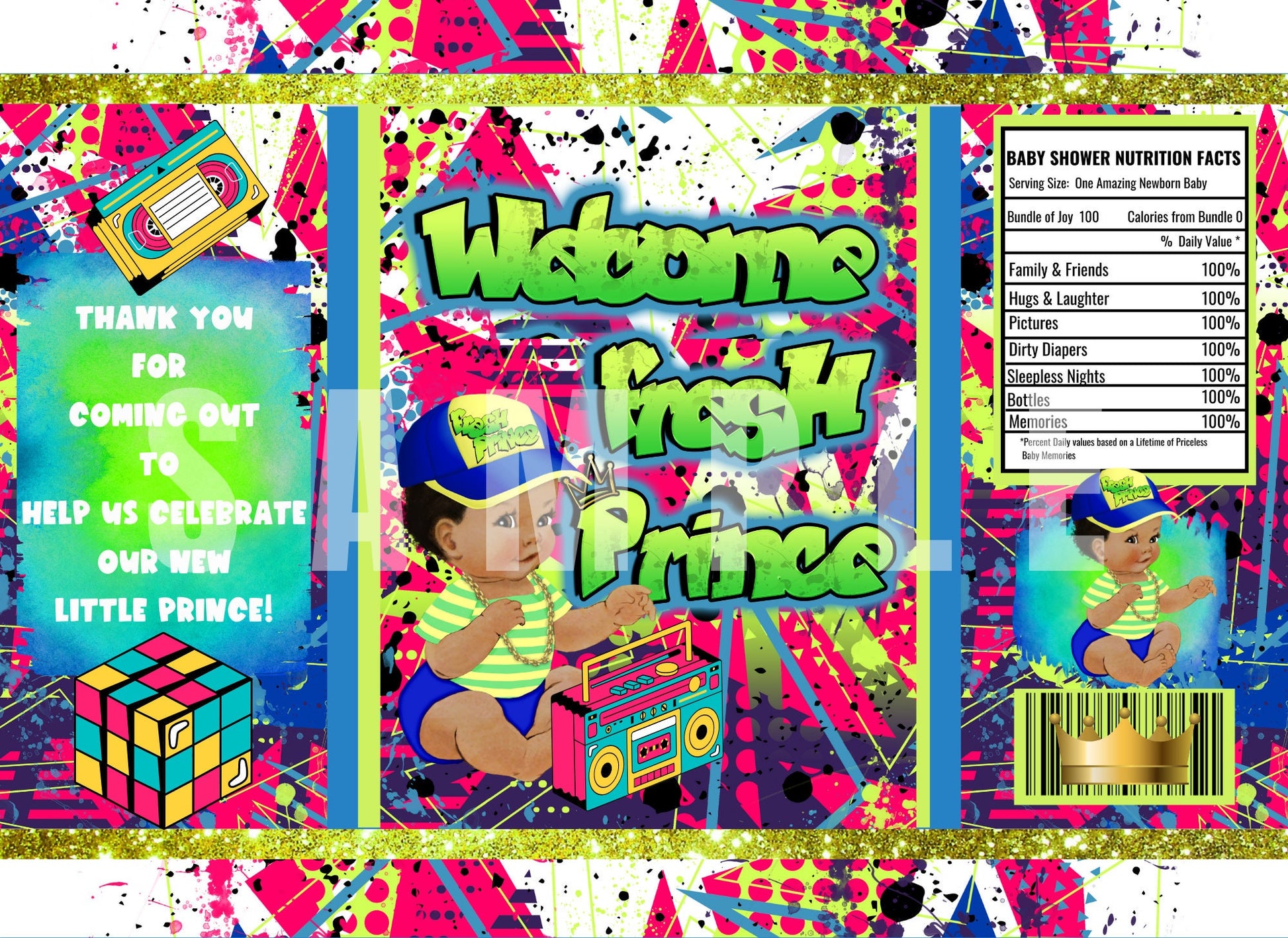 Fresh Prince Baby Shower Treat Bag, Fresh Prince Chip Bag, Fresh Prince Baby Shower Chip Bag, 90s Theme Baby Shower, 90s Theme Chip Bag - SthrngurlCreations