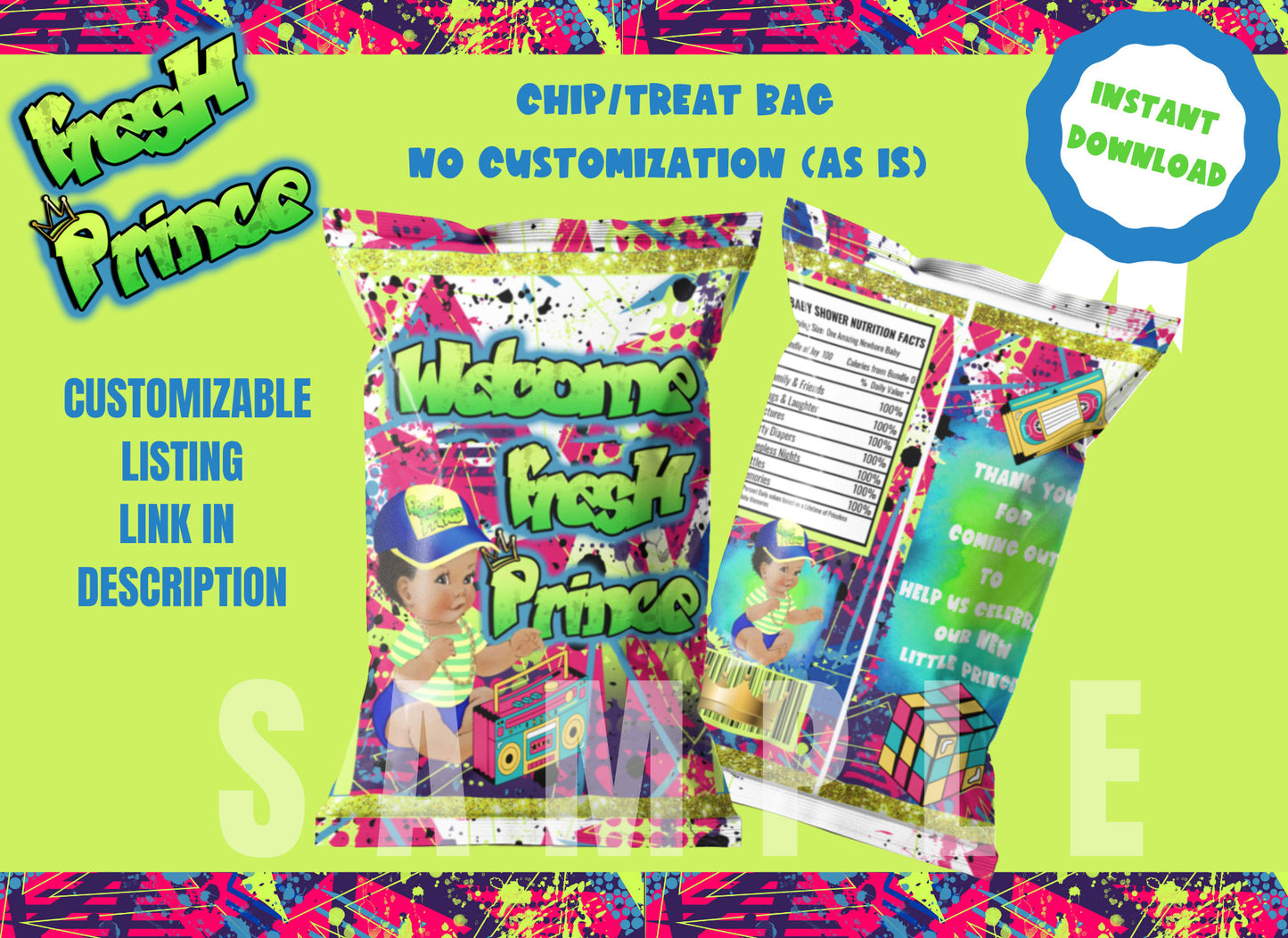 Fresh Prince Baby Shower Games, 90s Theme Baby Shower Games, Instant Download, Baby Shower Printable - SthrngurlCreations