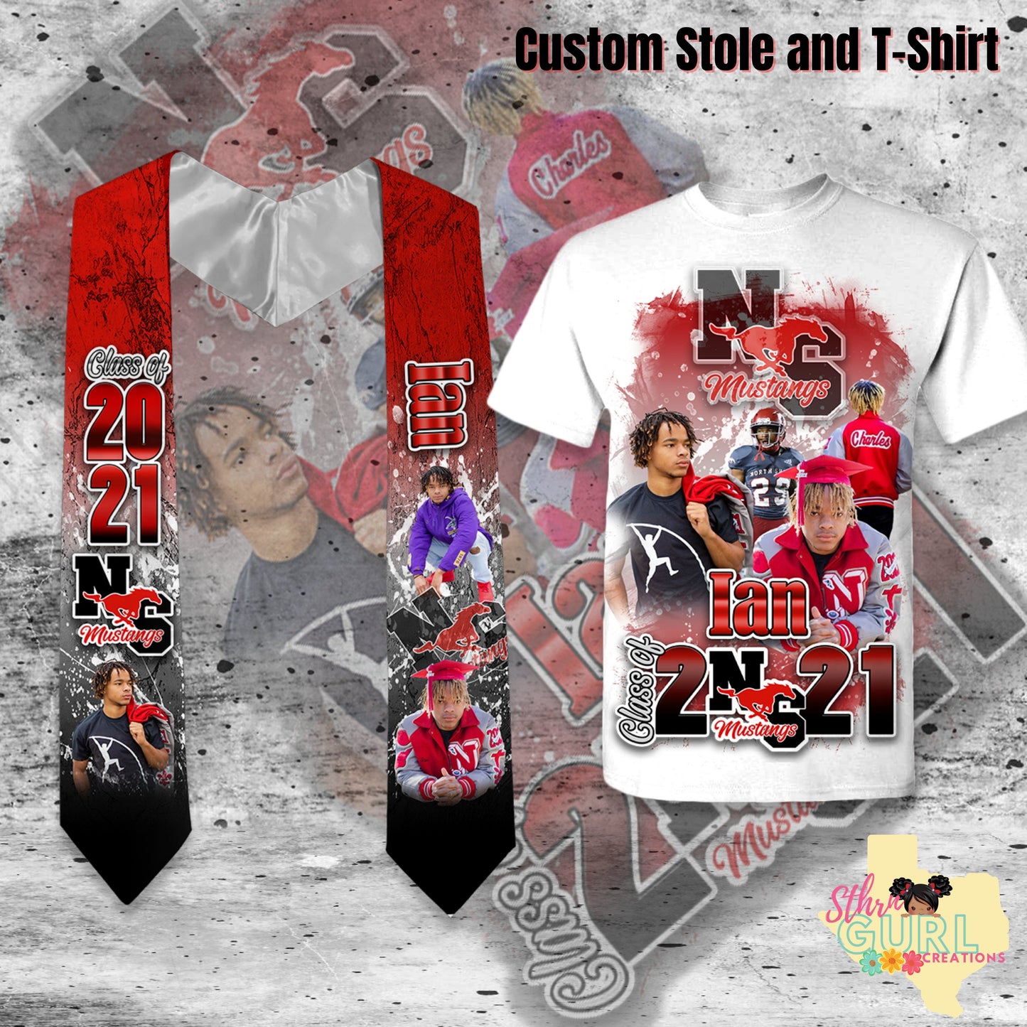 Custom Graduation Stole and Matching T-Shirt, Just Did It, Class of 2022 - SthrngurlCreations