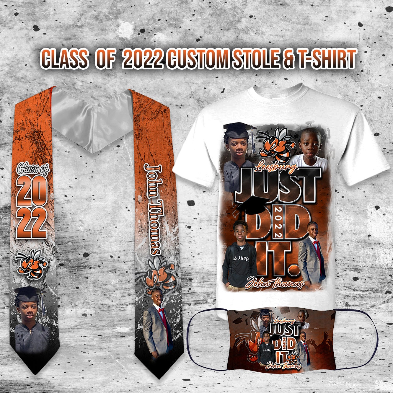 Custom Graduation Stole and Matching T-Shirt, Just Did It, Class of 2022 - SthrngurlCreations