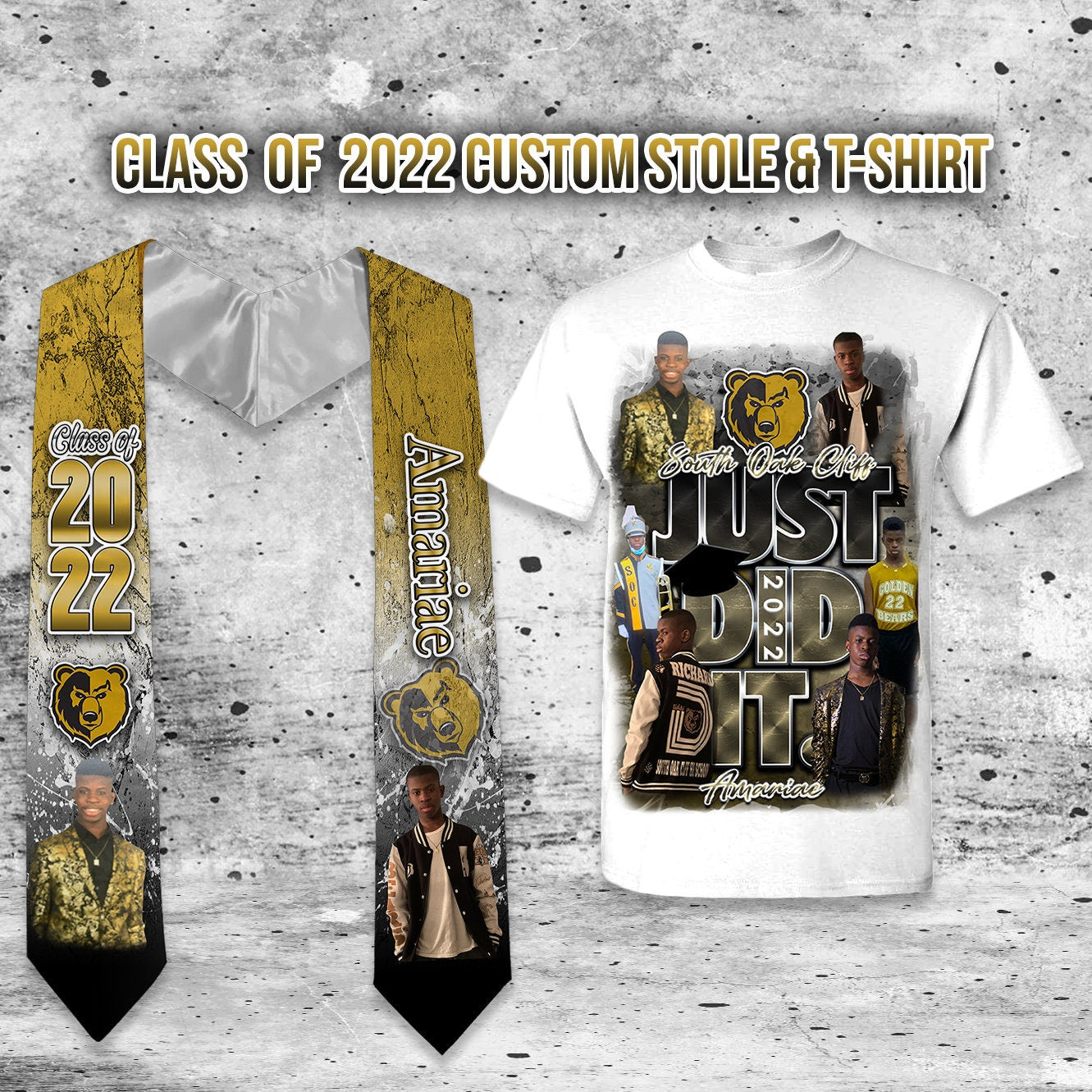 Custom Graduation Stole and Matching T-Shirt, Just Did It, Class of 2022 - SthrngurlCreations