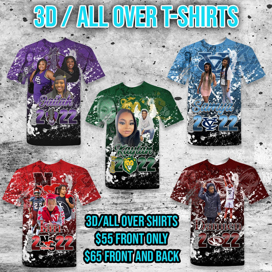 3D Shirt, All Over Shirt, 3D Custom Graduation T-Shirt, All Over Graduation Shirt - SthrngurlCreations