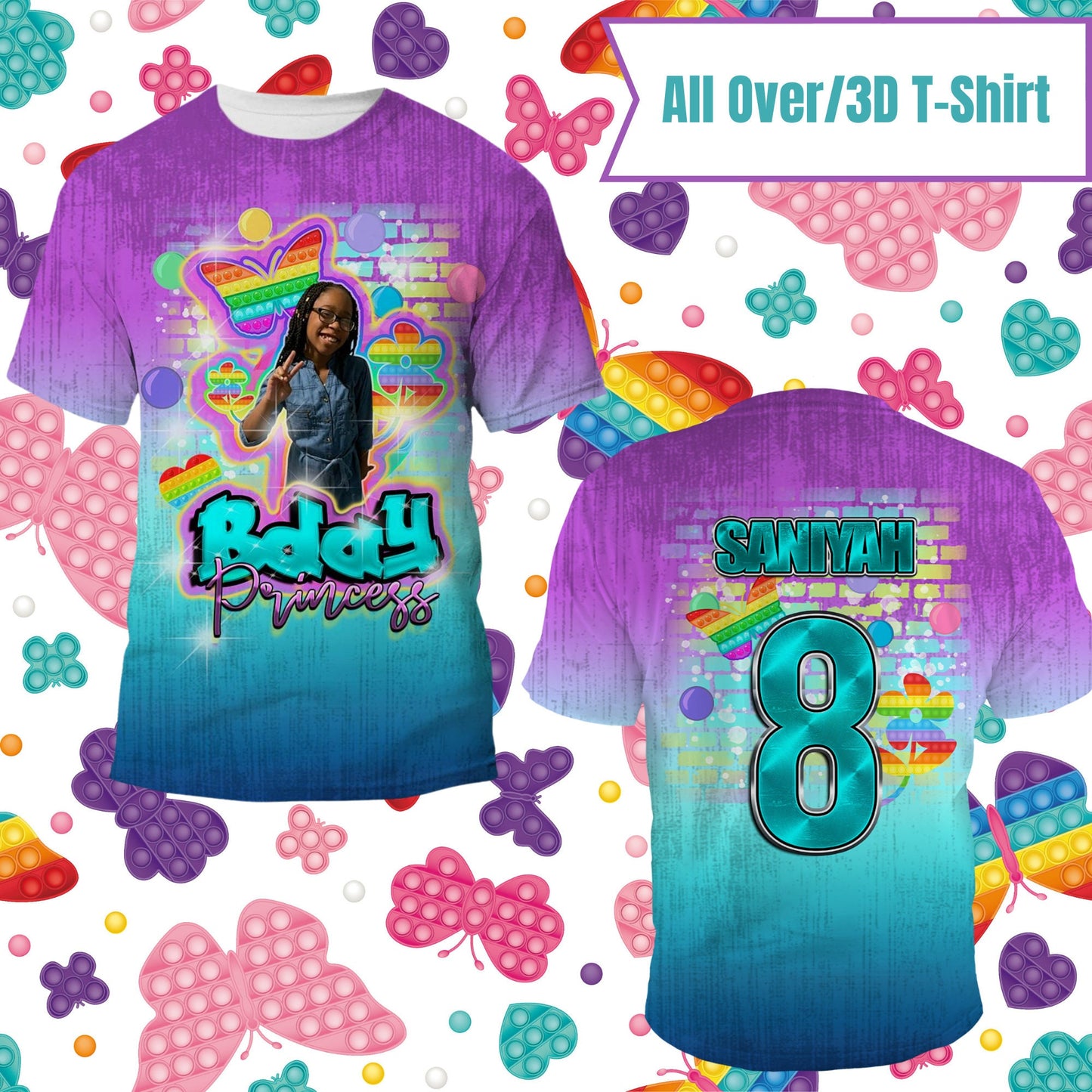 Pop It Birthday T-Shirt, Custom Pop It Birthday T-Shirt, Fidget Theme Birthday T-Shirt, All-Over Pop It Birthday T-Shirt - SthrngurlCreations