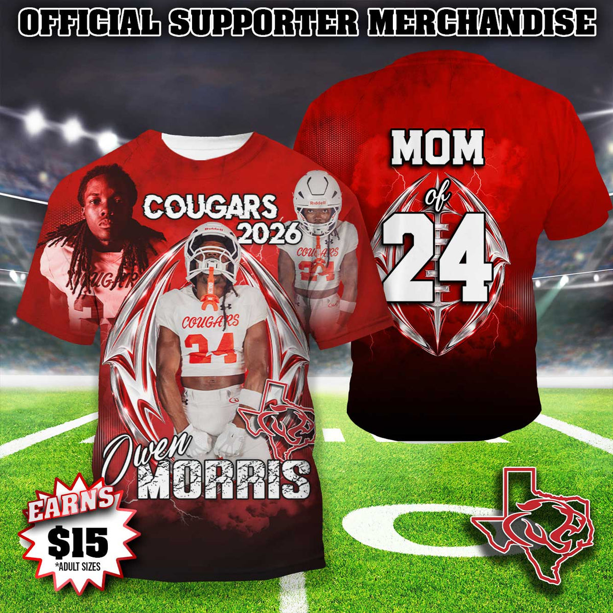 ⭐ Premium Personalized All-Over Cougar Football Shirt
