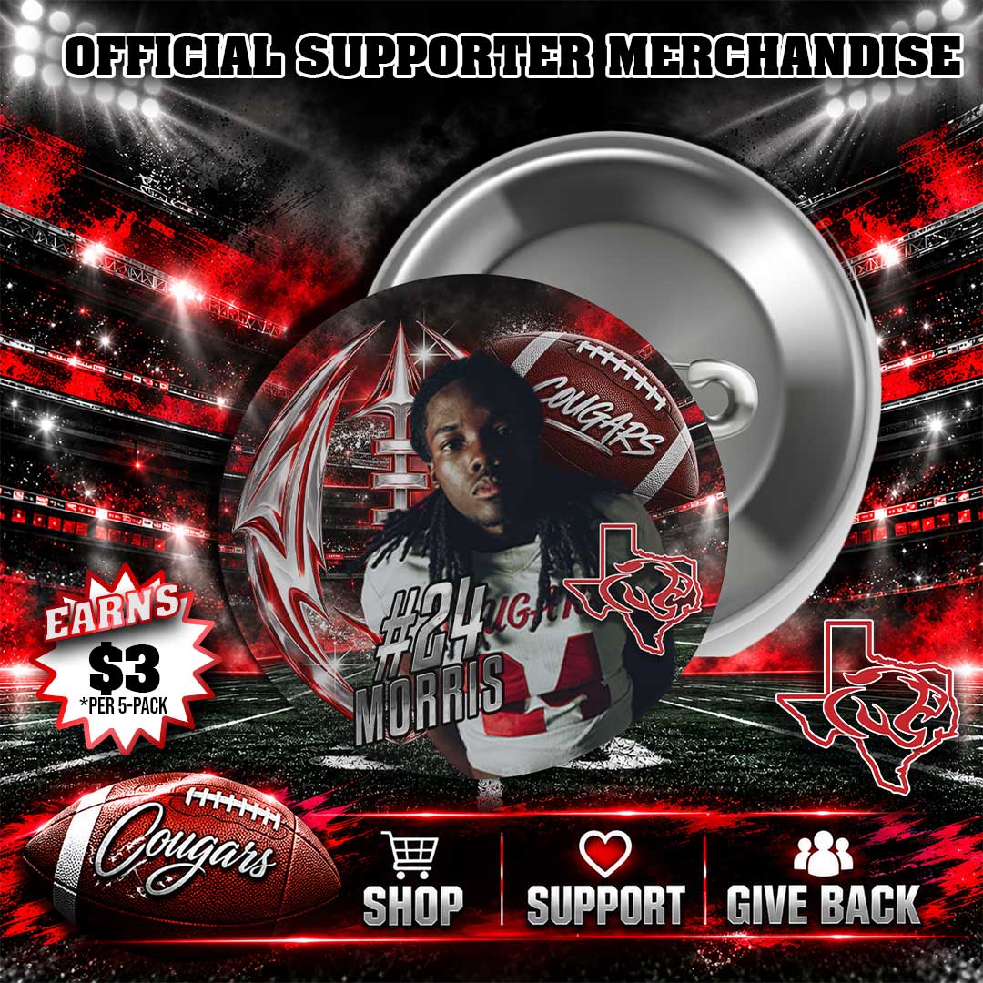 Personalized Cougar Football Buttons – Sold in Sets of 5