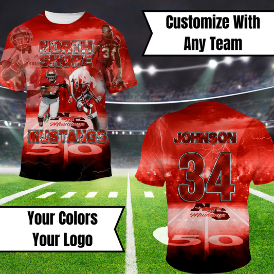 Custom 3D Football Shirt, All Over Shirt,Custom Football T-Shirt, All Over Foot