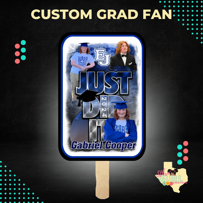 Custom Graduation Fans, Graduation Hand Fans, Class of 2024, College Grad, High School Grad, Kindergarten Grad, Printable