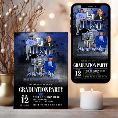 Graduation Party Invitation, Photo Graduation Announcement, Class of 2024, Printable Graduation Announcement (2 sided)