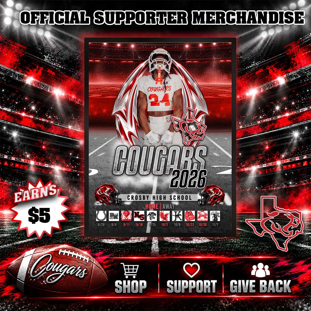 Personalized Cougar Football Schedule Poster – 18" × 24"
