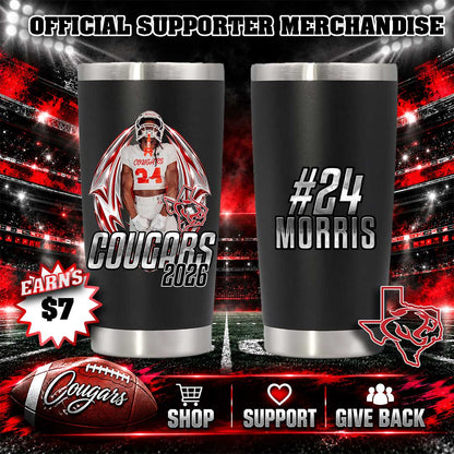Personalized Cougar Football Tumbler
