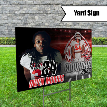 Personalized Cougar Football Yard Sign