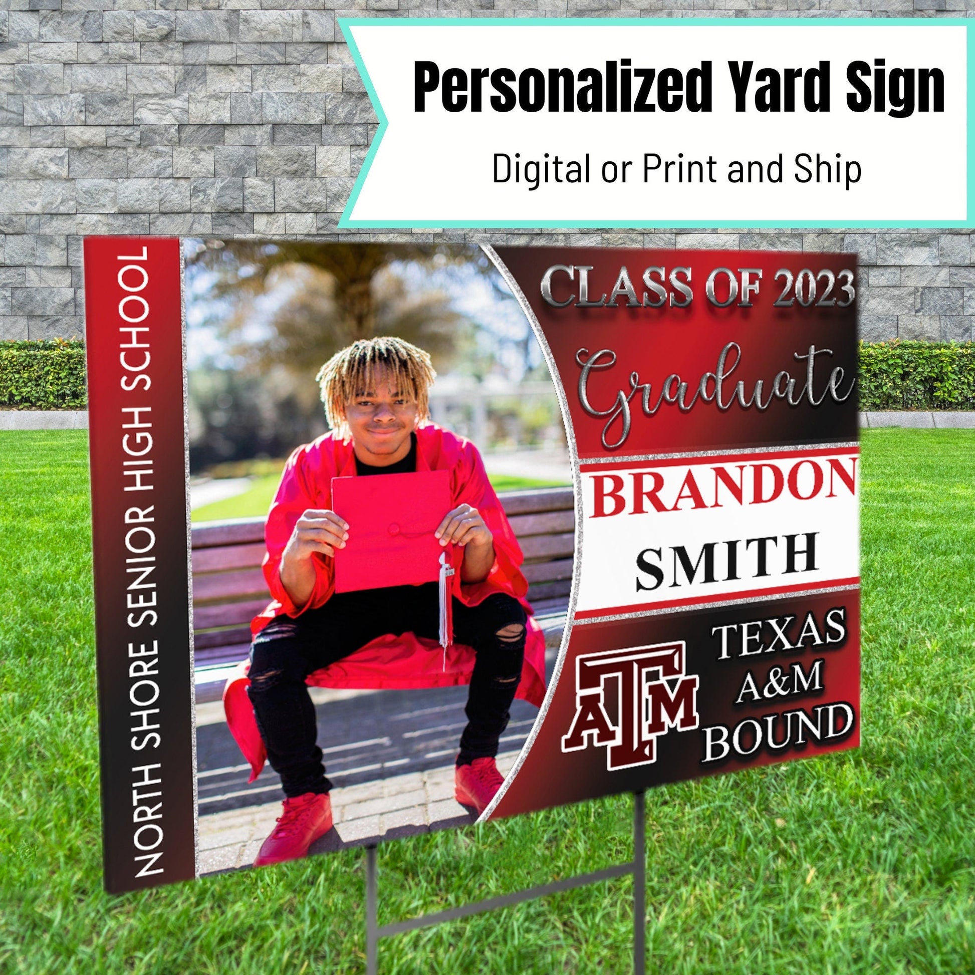 Graduation Yard Sign, Personalized College Bound Yard Sign, Custom Yard Sign, Class of 2023, - SthrngurlCreations