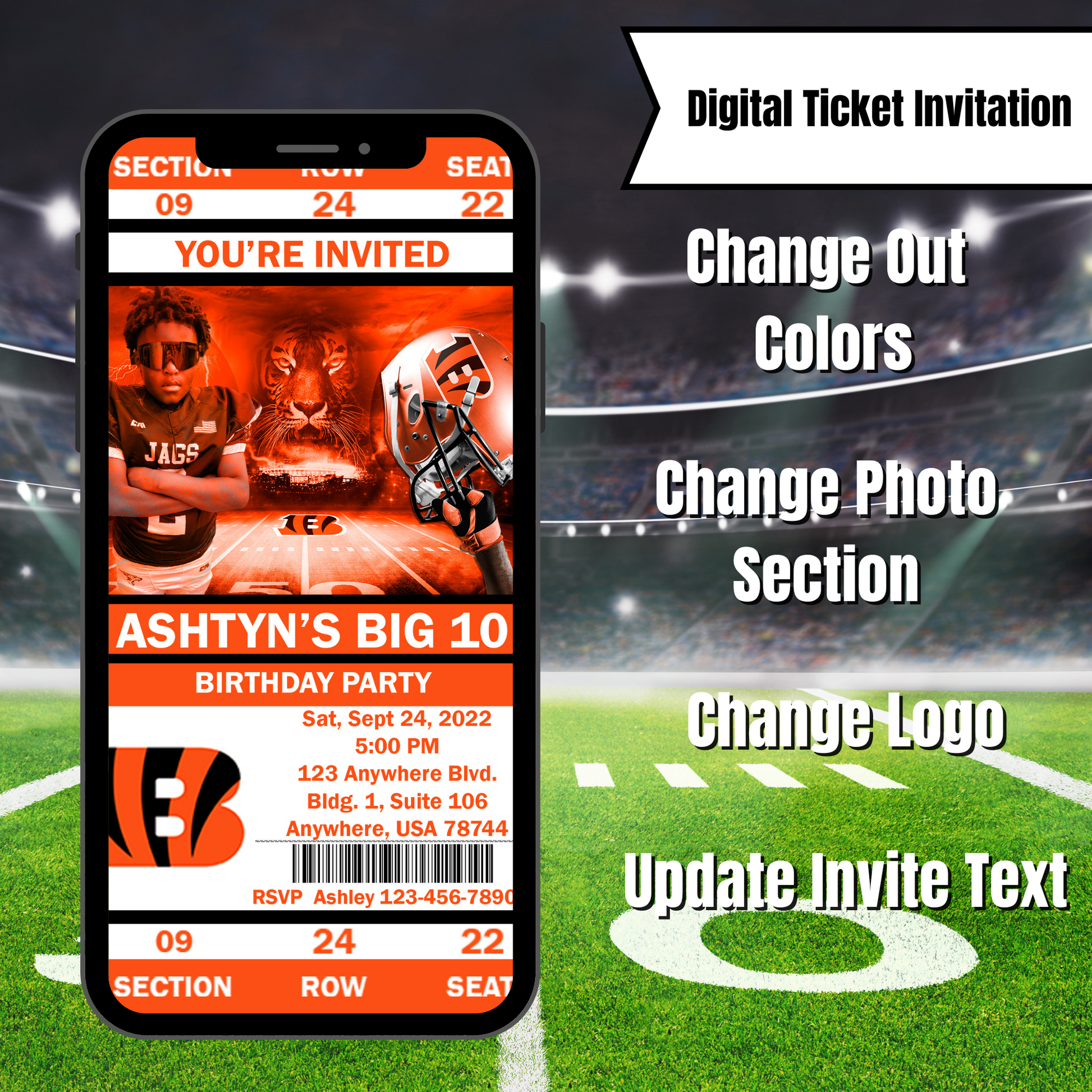 Sports Theme Ticket Digital Invitation Template - SthrngurlCreations