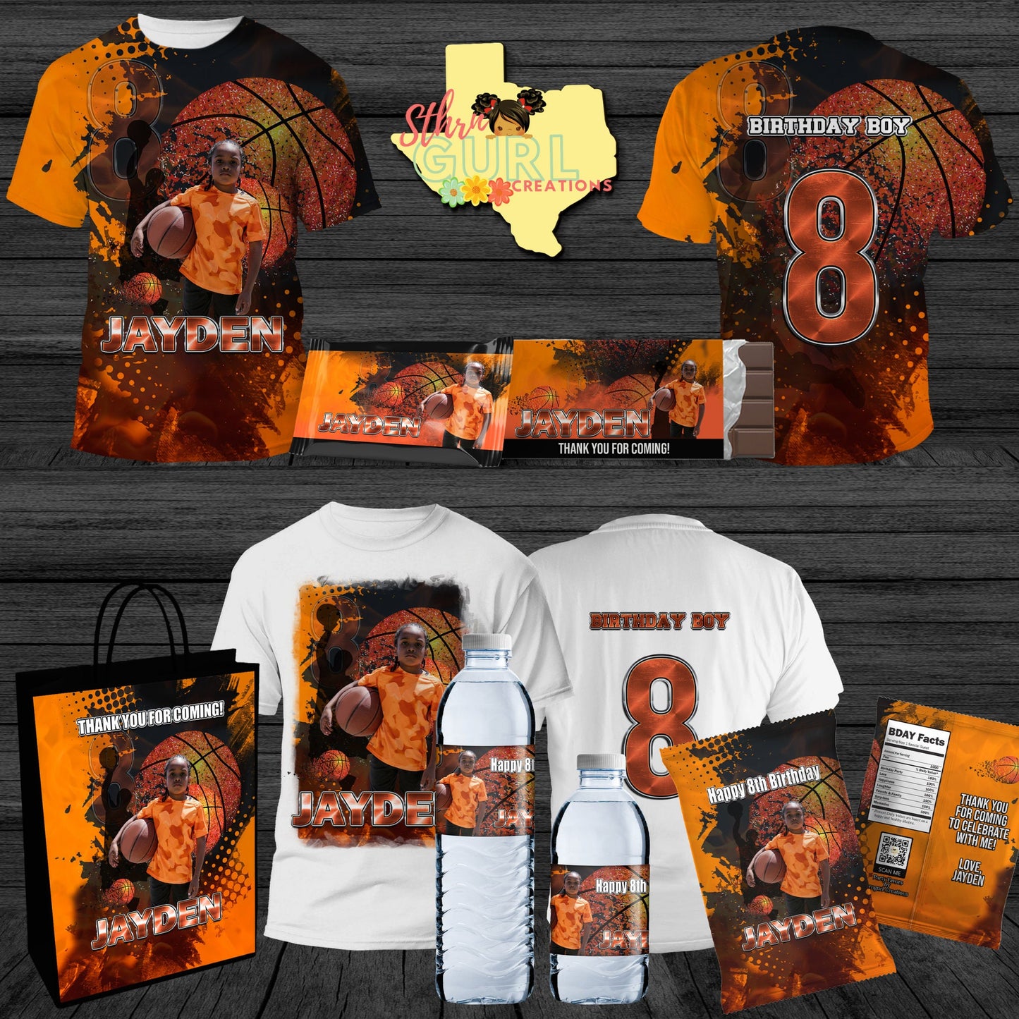 Custom Basketball Birthday T-Shirt, Basketball Party, 3D Basketball T-Shirt - SthrngurlCreations