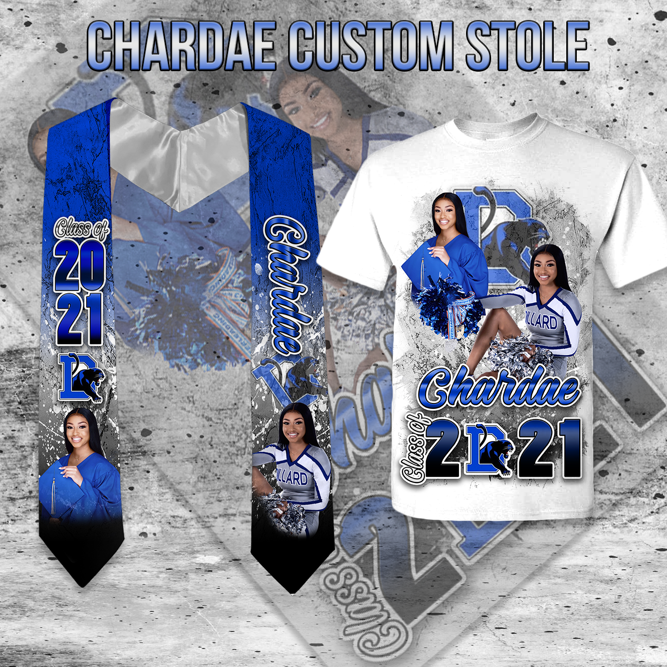 Custom Graduation Stole and Matching T-Shirt - SthrngurlCreations