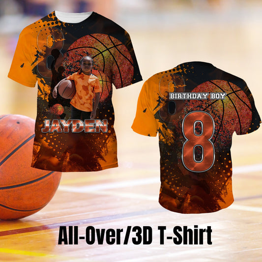 Custom Basketball Birthday T-Shirt, Basketball Party, 3D Basketball T-Shirt - SthrngurlCreations