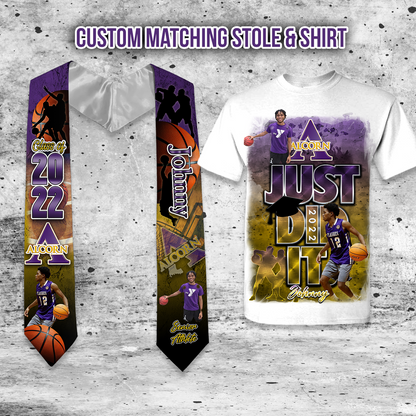Basketball Graduation Stole and Matching Just Did It T-Shirt