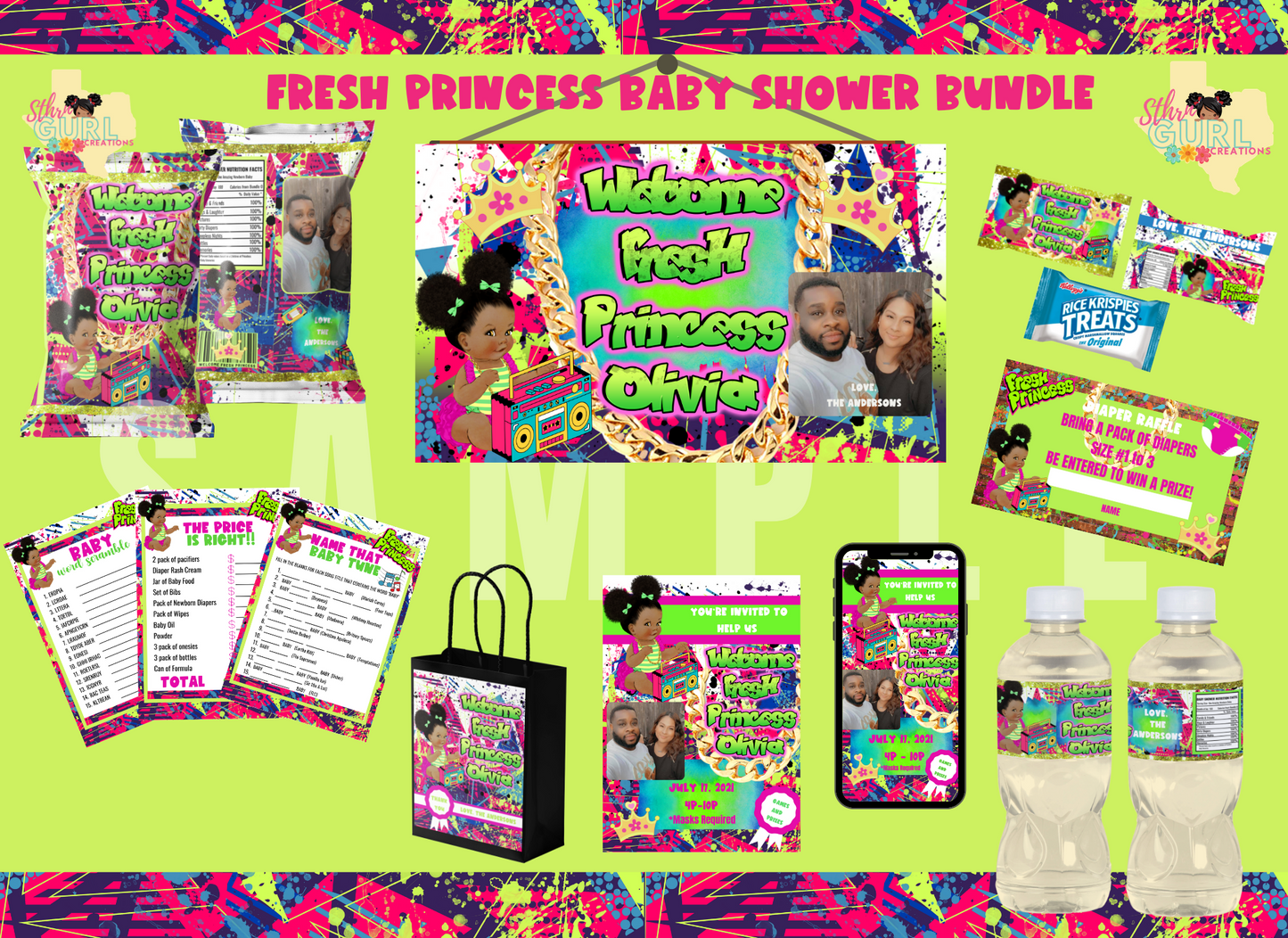 Fresh Princess Baby Shower Bundle, 90s Baby Shower Bundle, Fresh Prince Printabl - SthrngurlCreations