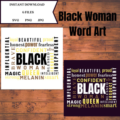 Black Woman, Black Woman Word Art, Black Lives Matter, Black History Month, SVG for Cricut and Silhouette - SthrngurlCreations