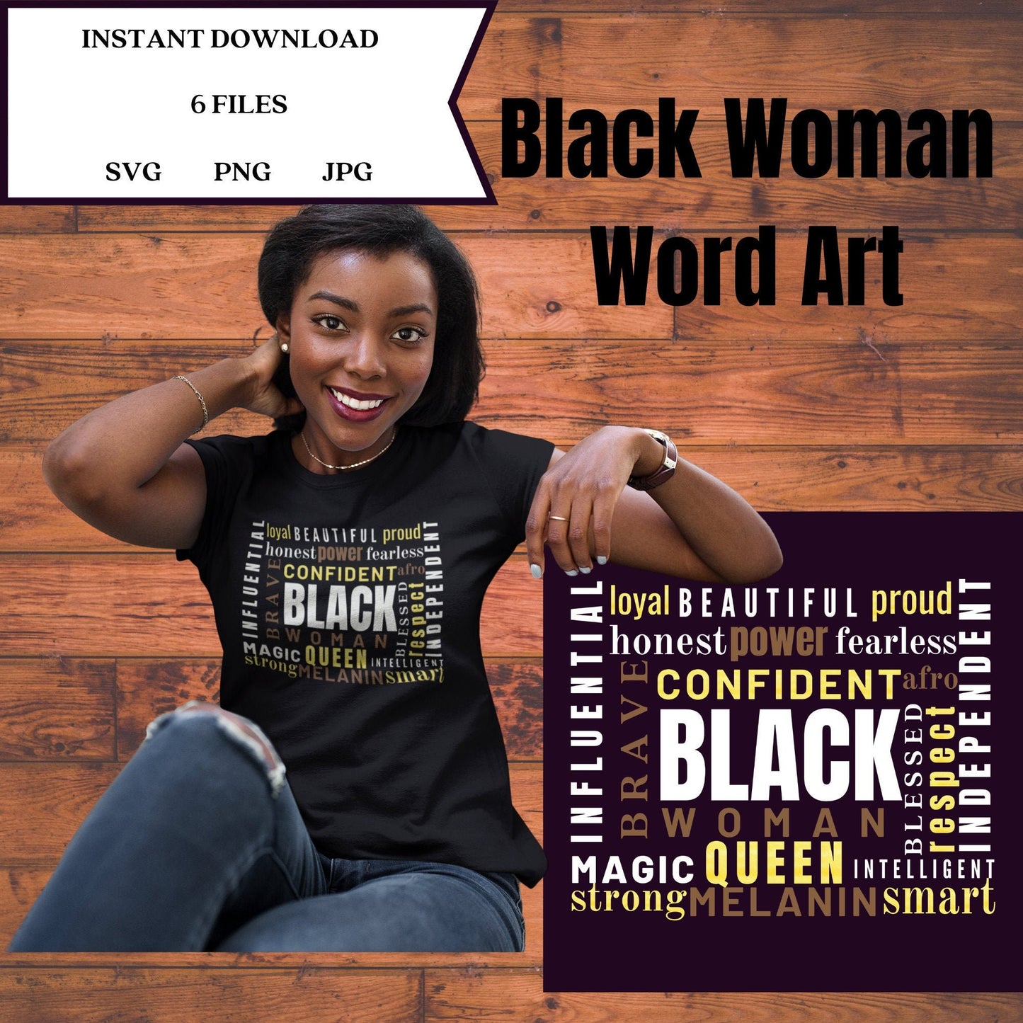 Black Woman, Black Woman Word Art, Black Lives Matter, Black History Month, SVG for Cricut and Silhouette - SthrngurlCreations