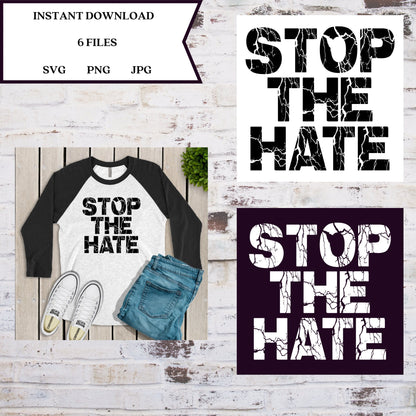 Stop The Hate SVG, Black Lives Matter, Black History Month, SVG for Cricut and Silhouette - SthrngurlCreations