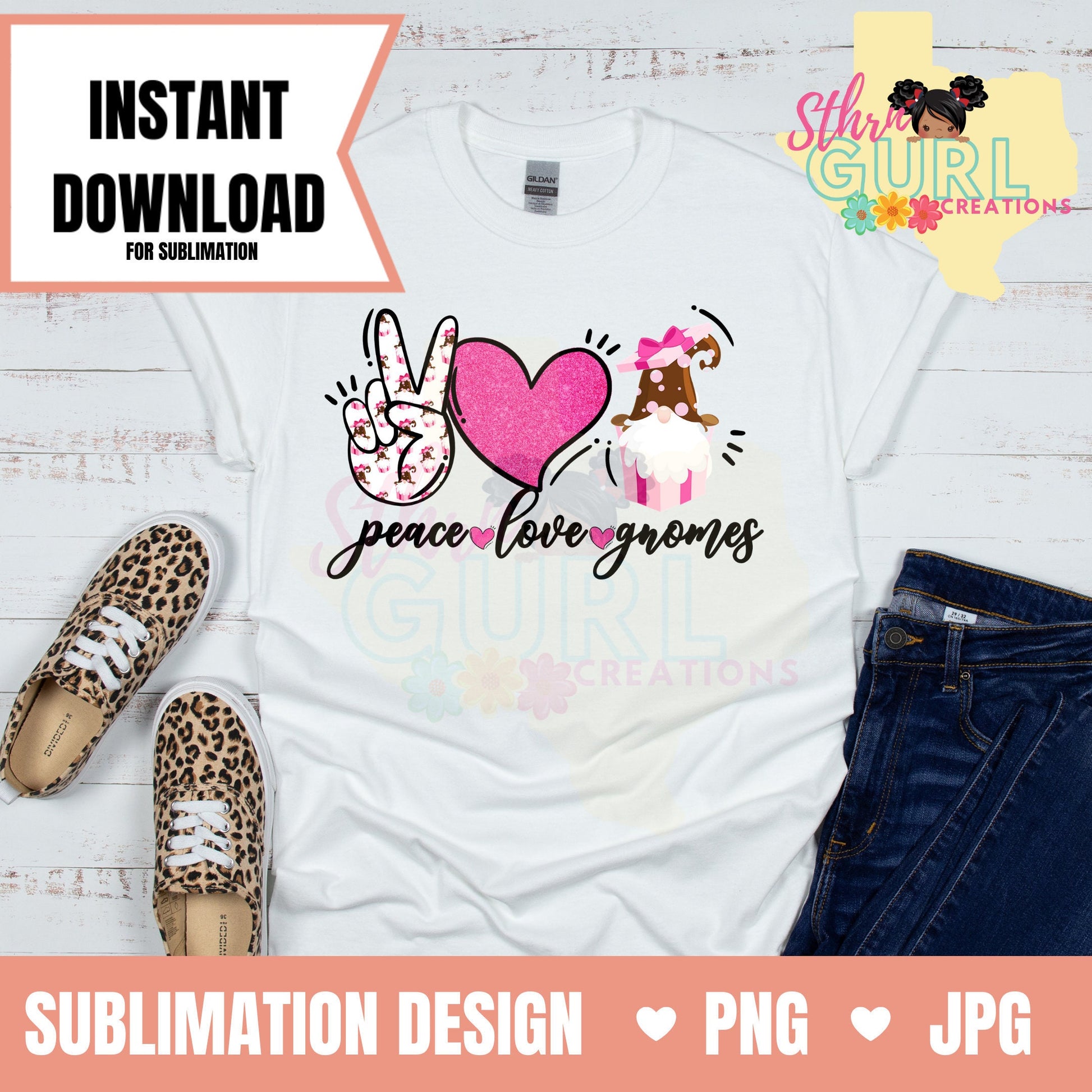 Peace Love Gnomes, Valentines Day, Sublimation,  PNG JPG Instant Download, Valentine Gnomes - SthrngurlCreations