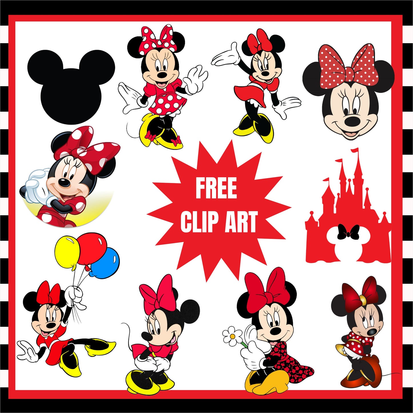 Minnie Mouse Red Yellow digital paper, FREE Clip art, scrapbook papers, wallpaper, Minnie background, polka dots, Red Yellow digital papers - SthrngurlCreations