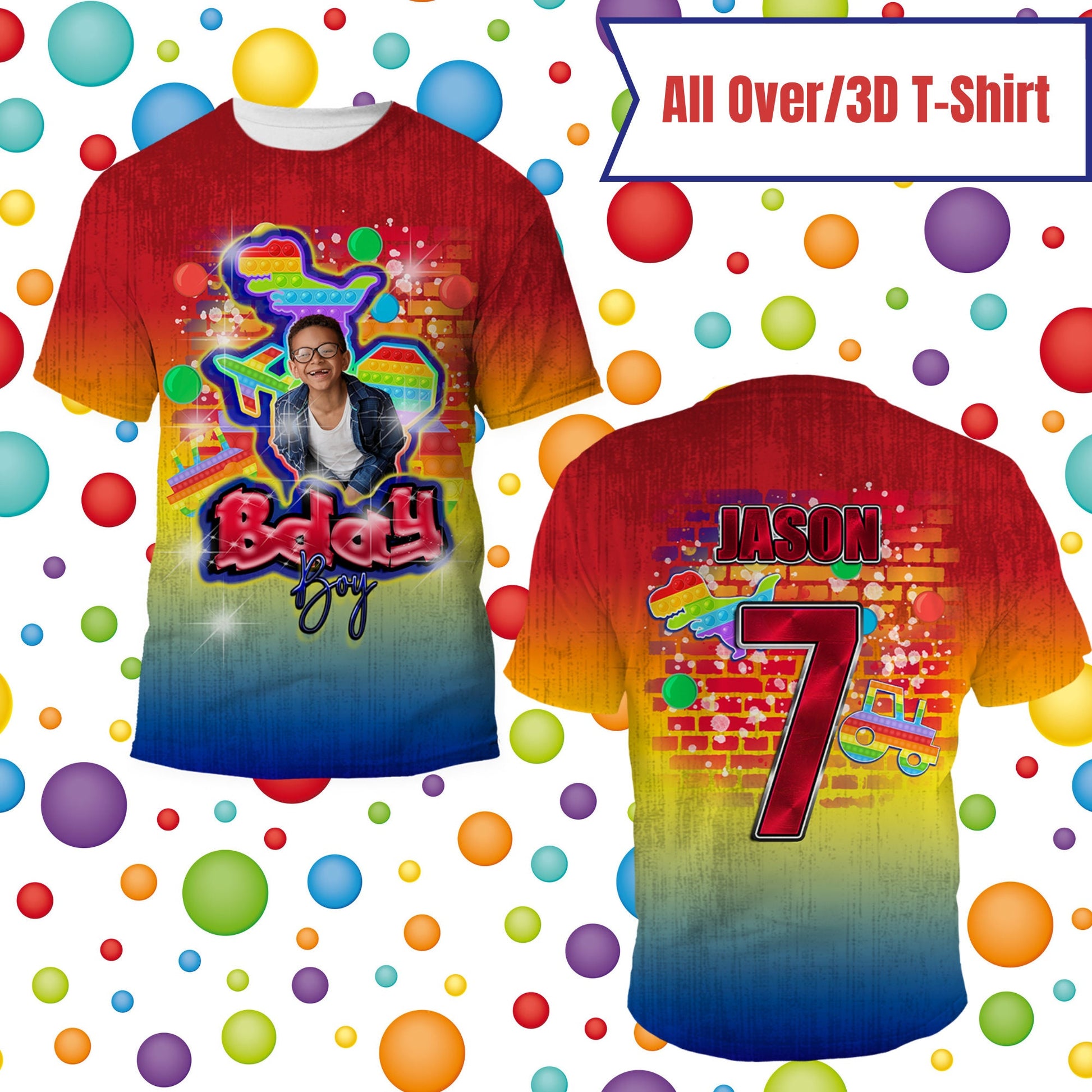 Pop It Birthday T-Shirt, Custom Pop It Birthday T-Shirt, Fidget Theme Birthday T-Shirt, All-Over Pop It Birthday T-Shirt - SthrngurlCreations
