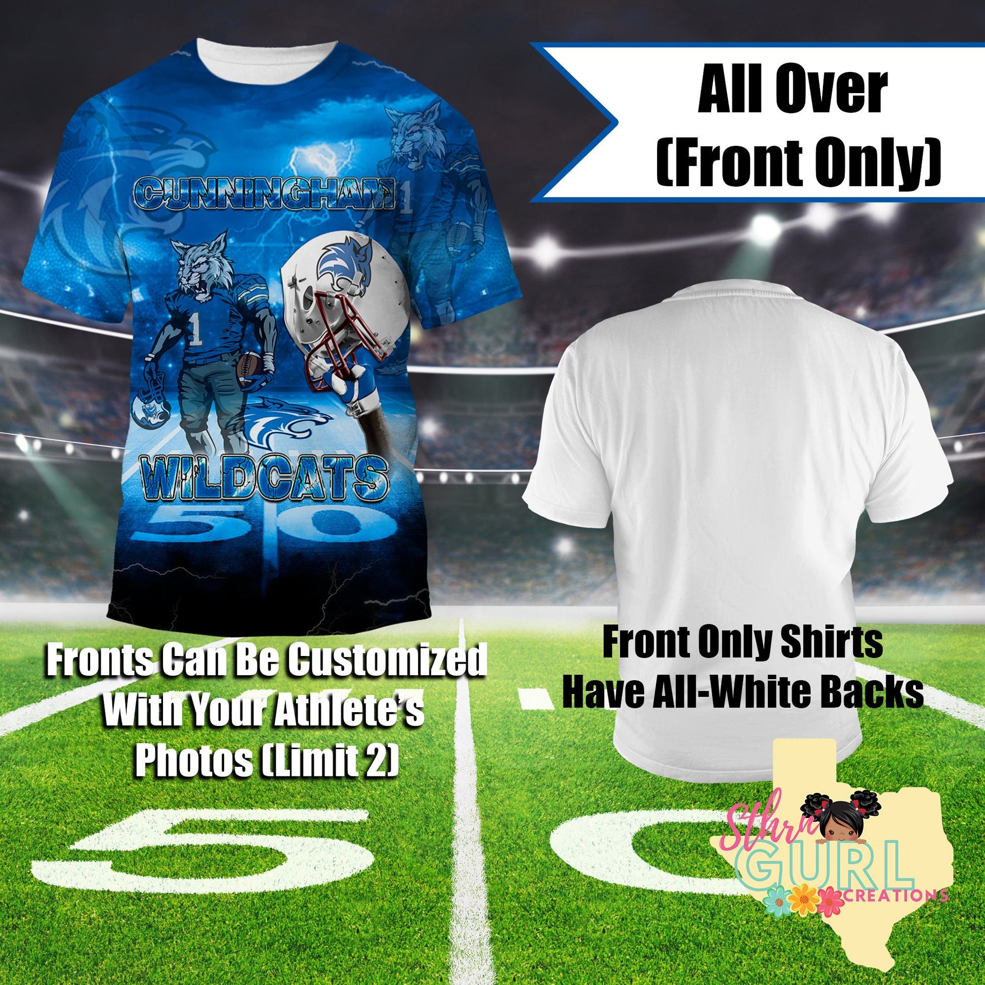 Custom 3D Football Shirt, All Over Shirt,Custom Football T-Shirt, All Over Football Shirt - SthrngurlCreations